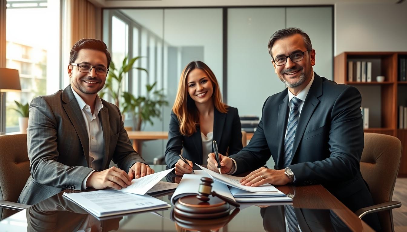 Family reviewing documents together